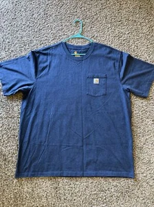 Carhartt T-Shirt Herren 2XL Kurzarm Tasche Logo Rundhals Workwear Navy Blau - Bild 1 von 10