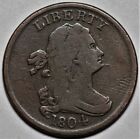 1804 DRAPED BUST HALF CENT - SPIKED CHIN - US 1/2C COPPER PENNY COIN - L36