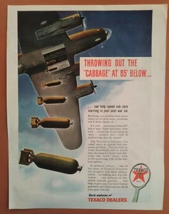 1943 Segunda Guerra Mundial Propaganda Militar Color Anuncio Texaco Aceite B-52 Bombardero Lanzamiento Bombas  - Imagen 1 de 2