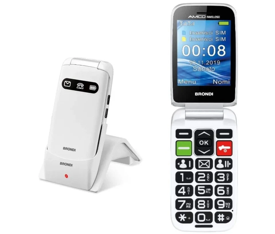 Telefono Cellulare Brondi Display colori per anziani grandi Tasti Conchiglia