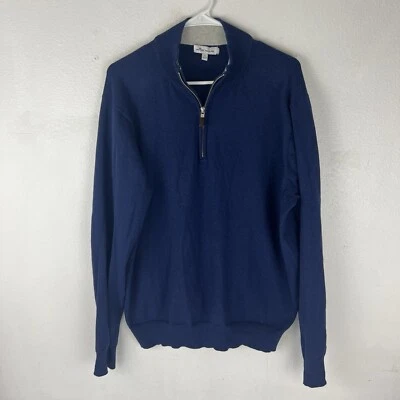Suéter Peter Millar Crown Suave Para Hombre Grande 1/4 Cremallera Pullover Algodón Seda Cachemira Foto 1 de 4