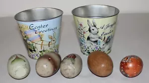Eier und Eimer zum Basteln 5 verschiedene Eier und 2 Blecheimer - Bild 1 von 10