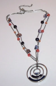 Beaded Circle Pendant 17" Necklace with Adjustable Closure - Picture 1 of 3