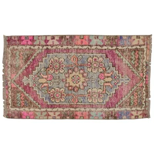 Kleiner Teppich, Vintage Teppich, Türkischer Teppich, 2'1" x 3'10" Fuß/64 x 117 cm, Oushak Teppich - Bild 1 von 9