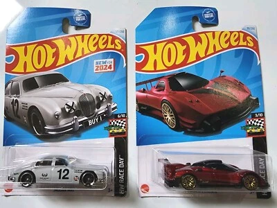 Hot Wheels HW RACE DAY - #99 PAGANI ZONDA R rojo, #127 JAGUAR MK1 línea principal nuevo Foto 1 de 3
