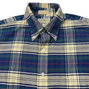 Vintage LL Bean Shirt Mens 16 Blue Plaid Twill Button Up Long Sleeve Made in USA - Bild 1 von 8