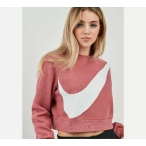 Nike Dri-Fit Sudadera Recortada Pullover Rosa Blanco Swoosh Logo Para Mujer M - Imagen 1 de 9