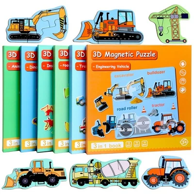Magnetic Puzzles for Kids Ages 1-3, Travel Toddler Puzzles Ages 2-4 Year, Excav - Image 1 of 4