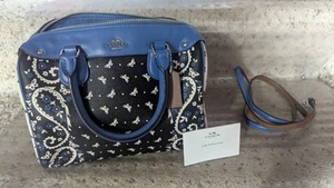 Coach Mini Bennett Satchel Blue Butterfly Bandana Print - Picture 1 of 10