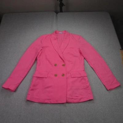 J Mclaughlin Jacket Womens 4 Pink Double Breasted Linen Blend Blazer Career Foto 1 de 4