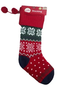 Weihnachtsstrumpf 20" Pullover Strick Noel Strumpf Farbe rot und weiß und grün - Bild 1 von 2