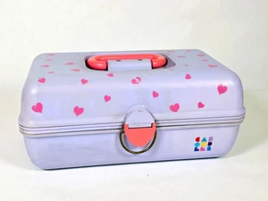 Caboodles Makeup Case Model 2602 • Light Purple & Hearts w/ Pink Trays • 1992 - Picture 1 of 11