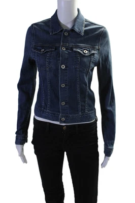 Chaqueta de jean AG para mujer con cuello manga larga lavado medio abotonada talla S Foto 1 de 4