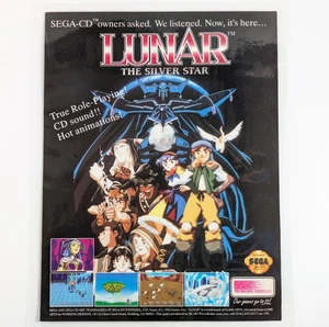 Lunar The Silver Star 1992 video game Laminated Ad Sega CD Working Designs Gift - Picture 1 of 6