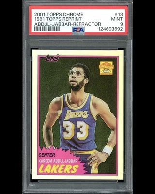 2001-02 Topps Chrome Reprint Refractor Kareem Abdul-Jabbar #13 PSA 9 Pop 7 No ^ - Image 1 of 2