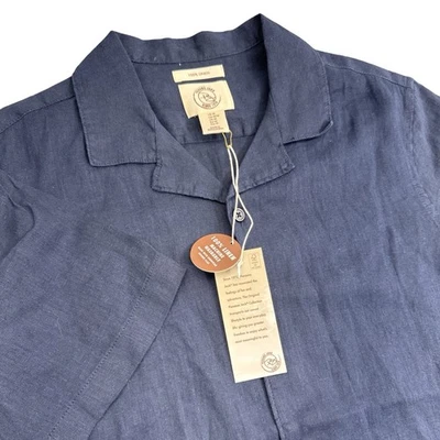 Panama Jack Linen Shirt Mens Medium Navy Blue Short Sleeve Button Up Casual NEW - Image 1 of 4