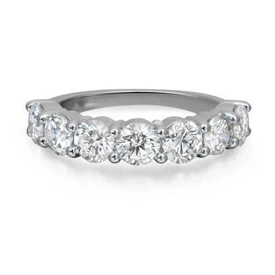 Anel de pulseira de diamante cultivado em laboratório corte redondo 7 pedras ouro branco 14K 2,31 ctw tamanho 6,5 - Imagem 1 de 4