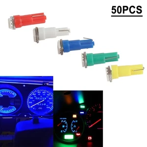 50pcs T5/T10 1-5050-SMD LED Car Lights Bulb 12V Wedge Tail Side Turn Bulb Lamp - Foto 1 di 12