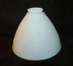 Vintage White Milk Glass Diffuser Lamp Shade Waffle Pattern 8" Diameter - Picture 1 of 3
