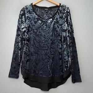 Dark Fairy Grunge Size Medium Blue Burnout Velvet Sheer Tunic Top Whimsigoth - Picture 1 of 10