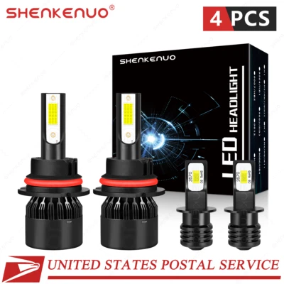 Combo de faróis de LED alto/baixo + lâmpadas de neblina para Nissan Sentra 2000-2003 6000K - Imagem 1 de 4