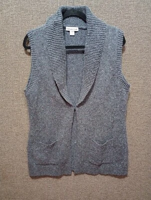 Cárdigan sin mangas Coldwater Creek para mujer gris frente abierto con bolsillos talla mediana Foto 1 de 4