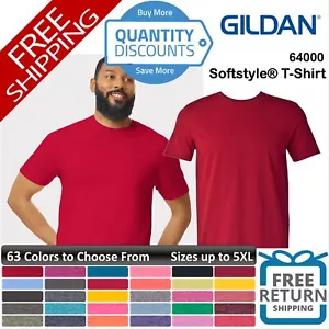 Gildan Men Softstyle T-Shirt Cotton & Blends Short Sleeve Up To 5XL 64000b - Picture 1 of 122