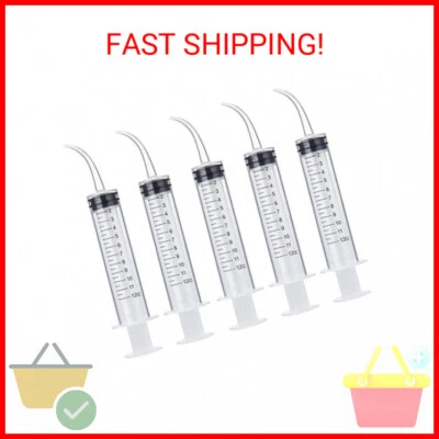 Wisdom Teeth Syringe, 5 Pack Irrigation Dental Syringes with Measure Scale & Cur