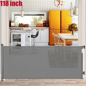 118" Retractable Baby Security Gate Pet Dog Fence Door Extra Wide Guard Mesh - Picture 1 of 18