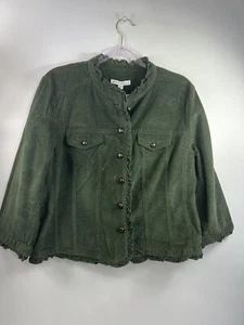 Chaqueta Telluride Clothing Co para mujer talla XL verde solapa/botón bolsillos volantes - Imagen 1 de 8