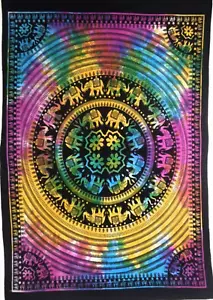 Cotton Printed Tapestry Wall Hanging Elephant Chakra Home Decor Poster 40x30 - Picture 1 of 3