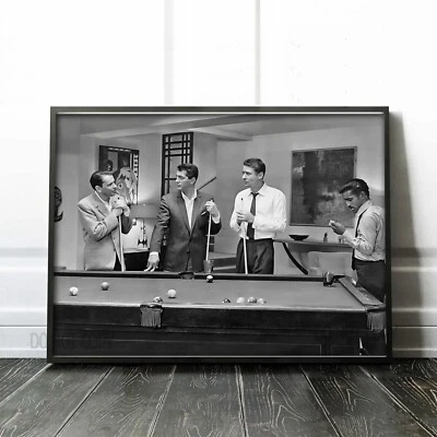 The Rat Pack Playing Pool in Oceans Eleven Premium Art Print - Image 1 of 4