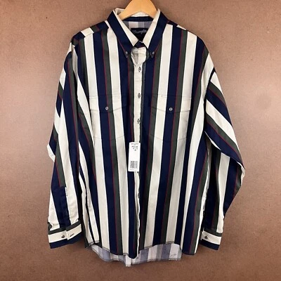 VTG 90s Deadstock Wrangler Western Wear Striped Brushpopper Button-Up Shirt 2XL - Image 1 of 4