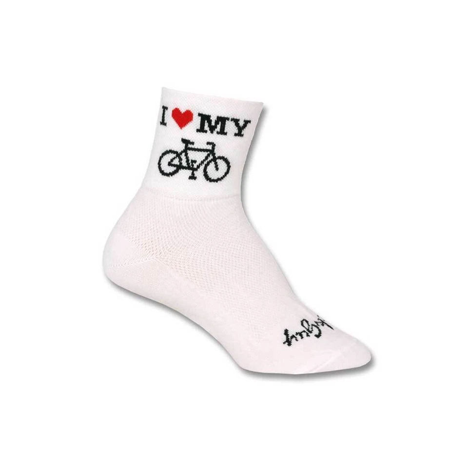 SockGuy I Heart My Bike 3" Classic Socks Small/Medium White/Black/Red - Image 1 of 1