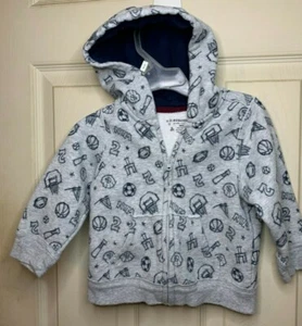 Boy's Sonoma Size 18M - Gray Full Zip Hooded Sports Sweatshirt Jacket - CP - Foto 1 di 3