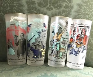 4er Set Libbey Frosted Centennial Colorado History Gläser Carter Öl Vintage - Bild 1 von 12