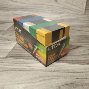 TDK 50 Pack Color High Density 3.5" HD 1.44MB Floppy Disks Formatted NEW SEALED - Photo 1/3