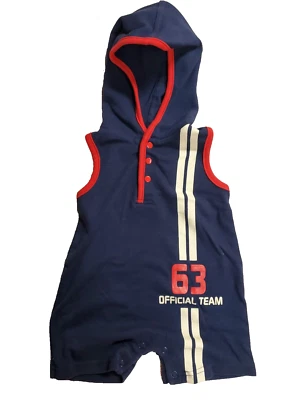 Macacão Simply Basic macio e respirável azul escuro 1 peça sem mangas tamanho 12M - Imagem 1 de 4