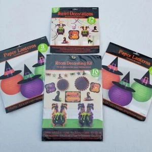 Halloween Party Decoration LOT Witch Banner Table Hanging Spirals Paper Lantern - Picture 1 of 11