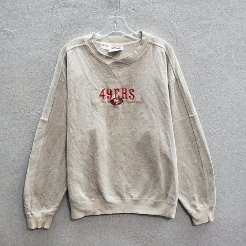 VINTAGE San Francisco 49ers Men Medium Gray Sweatshirt Logo Embroidered READ Cover