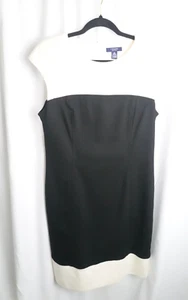 Chaps schwarz weiß Colorblock Etuikleid Flügelärmel Größe 14 klassischer Stil - Bild 1 von 11