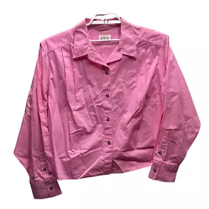 NWT Ética Oceane Pleated Button-Front Shirt Women's Size M Hot Pink Oversized - Picture 1 of 10