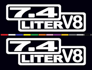 2 V8 7.4 LITER ENGINE DECAL SET 454 SS BBC BIG BLOCK RAT EMBLEM STICKERS - Picture 1 of 1