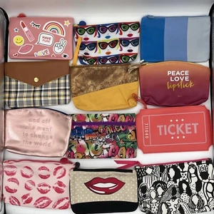 Ipsy Bags Lot of 12 Cosmetic Glam Makeup Bags Beauty Pouches Zippered Multicolor - Picture 1 of 1