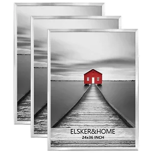 ELSKER&HOME 24x36 Poster Frame 3 Pack, Sliver Picture Frame For Horizontal Or Ve - Picture 1 of 6