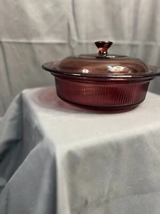 Vintage Cranberry Vision Casserole 1 Qt. - Picture 1 of 7