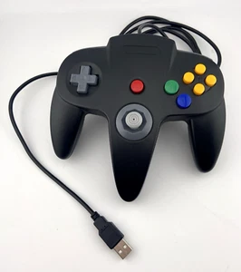 Nintendo N64 Controller Gamepad USB Cablato Nero per Computer - TESTATO E FUNZIONANTE - Foto 1 di 5