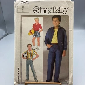 Vintage Sewing PATTERN Simplicity 7675, Boys 1986 Pants or Shorts Shirt and Jack - Picture 1 of 2