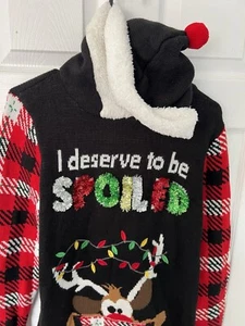 ugly sweater I Deserve To Be Spoiled women’s size 1X hoodie with pockets xmas - Picture 1 of 4