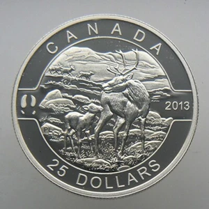 1 oz Silber 2013 Kanada 25 Dollars O Canada - Karibu & Baby Rentier - Bild 1 von 2